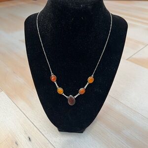 Elegant Silver and Amber Necklace